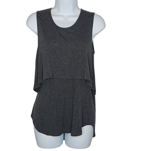 Theory Gray Layered Sleeveless Tank Top - Picture 3 of 12